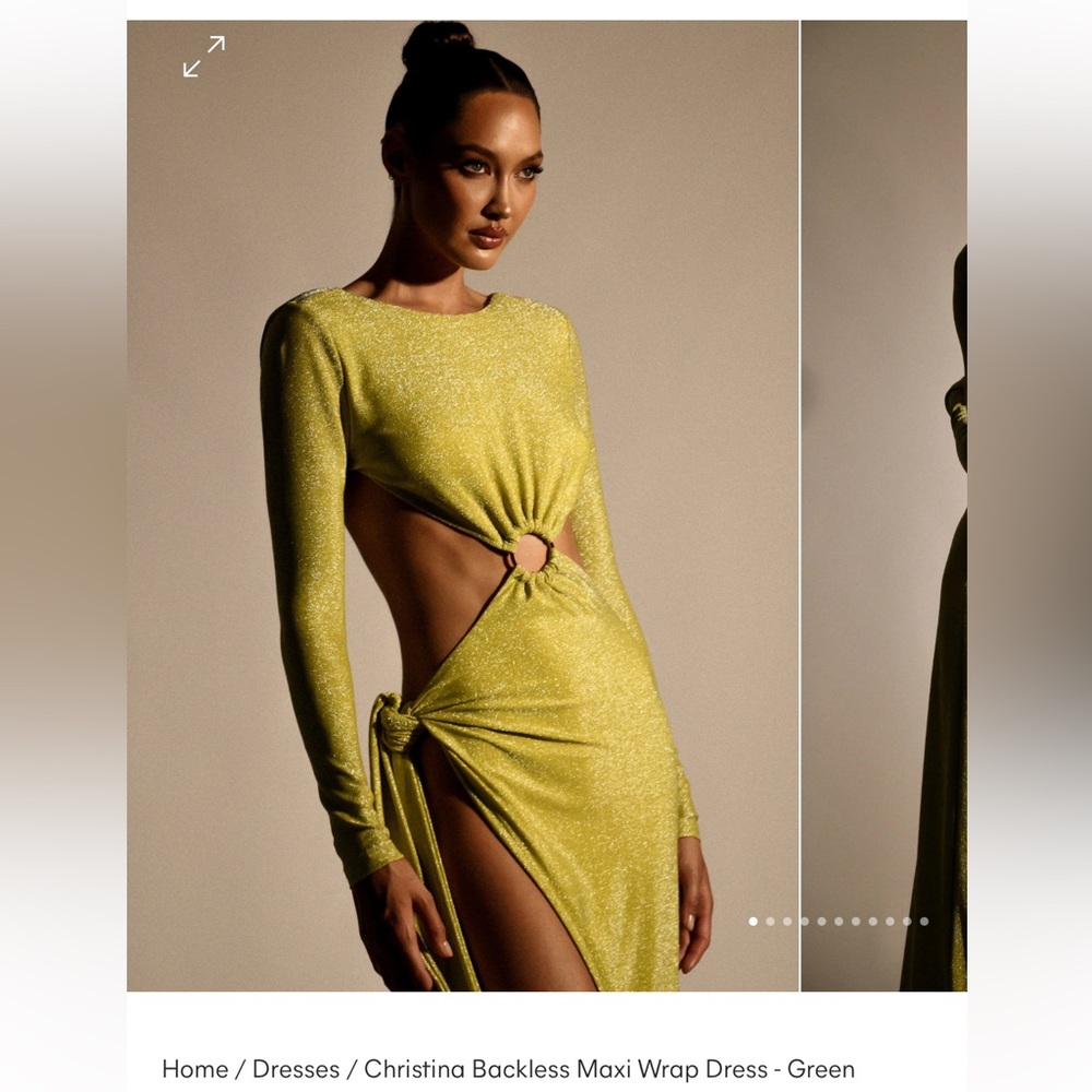 Meshki Christina Backless Maxi Wrap Dress Green